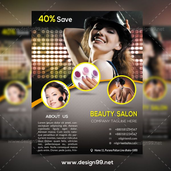 Beauty Salon Flyer, free beauty salon flyer, parlour flyer, parlor flyer, hair salon flyer